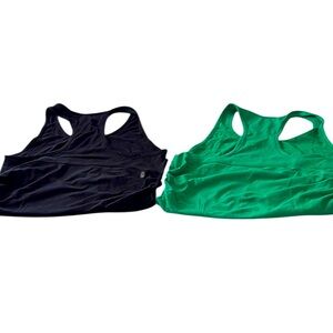 Athleta BUNDLE Racerback top with shirred side, green and black, size small